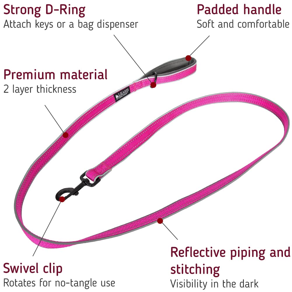 Leash Boss Hundeleine, 1,8 M – Gepolsterter Griff, Reflektierend, Für Große Hunde