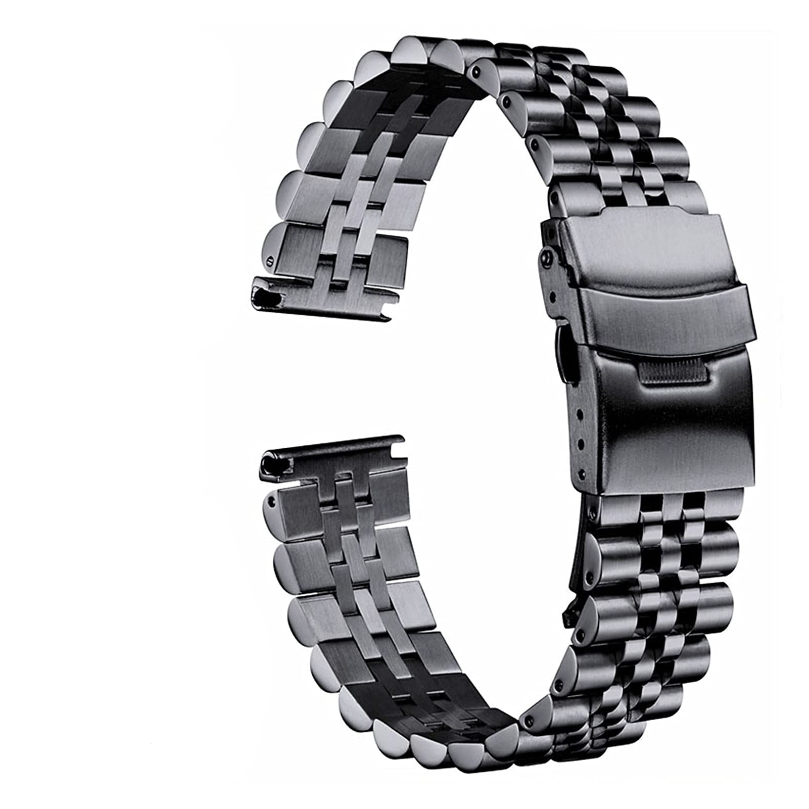 Cinturino in Metallo Acciaio Inossidabile 18mm 20mm 22mm 23mm 24mm 26mm Cinturino con Fibbia a Doppia Chiusura Cinturino da Polso di Ricambio Nero, Argento