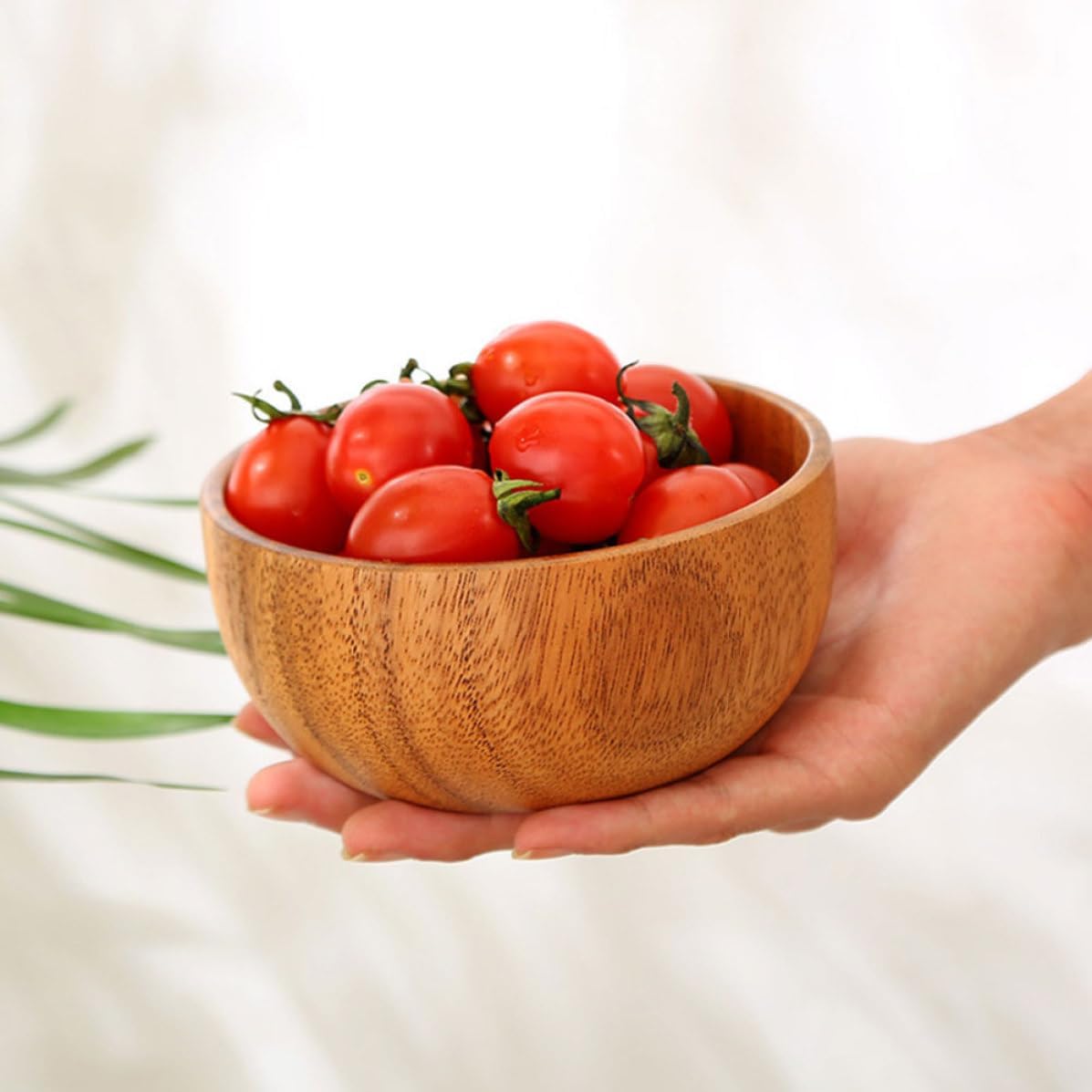 2pcs Japanese Style Flat Bottom Wooden Bowl Set for Rice and Salad