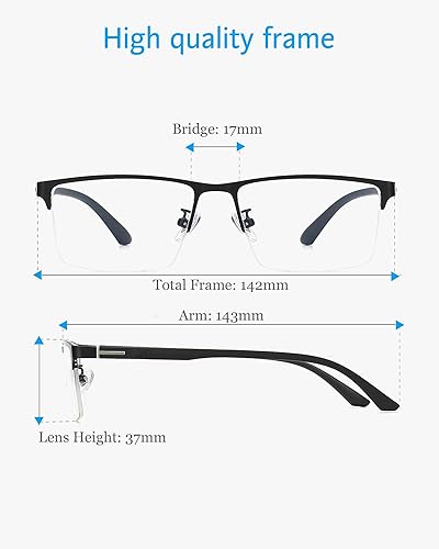 Miniatura 10 de ANRRI Gafas de luz azul para hombre, gafas sin montura ligeras, marco de metal, para computadora, juegos, bloqueo UV