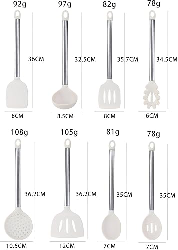 Miniatura 6 de Juego de 34 utensilios de cocina de silicona, resistentes al calor, aptos para lavavajillas, juego de espátulas con mango de acero inoxidable,