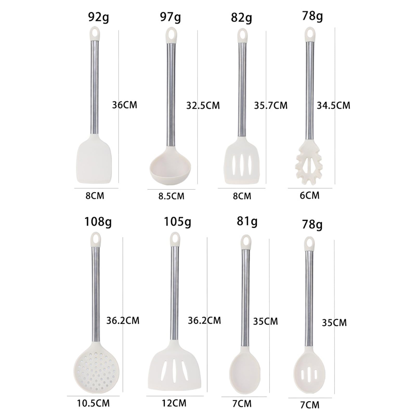 Ensemble d'ustensiles de cuisine en silicone résistant à la chaleur avec poignée en acier inoxydable, passe au lave-vaisselle, idéal pour les ustensiles de cuisine antiadhésifs