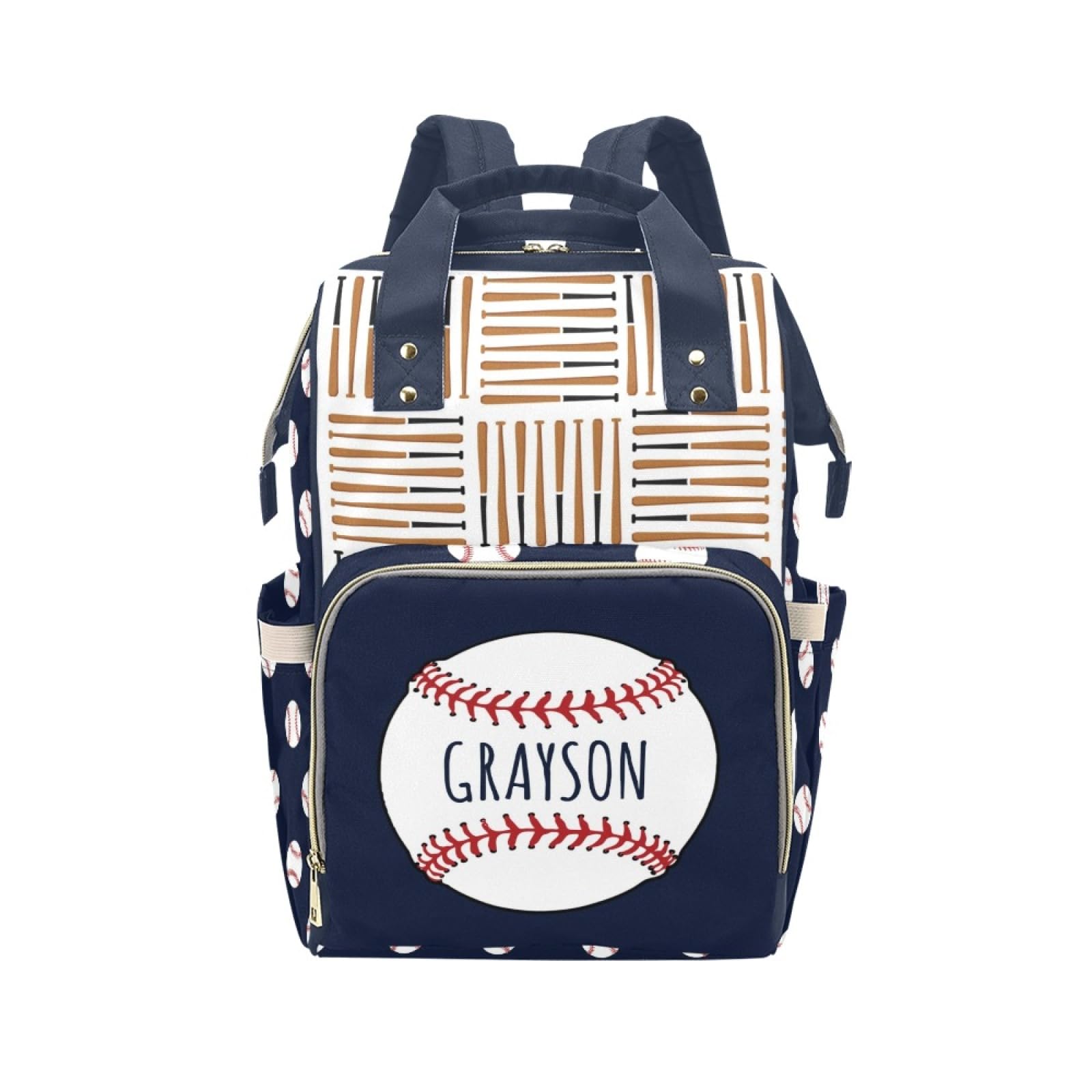 Personalized Baby Diaper Bag Backpack for Women, Custom Name Nursing Mommy Daypack, Diaper Bag for Girls Boys, New Mom Gifts (Baseball)