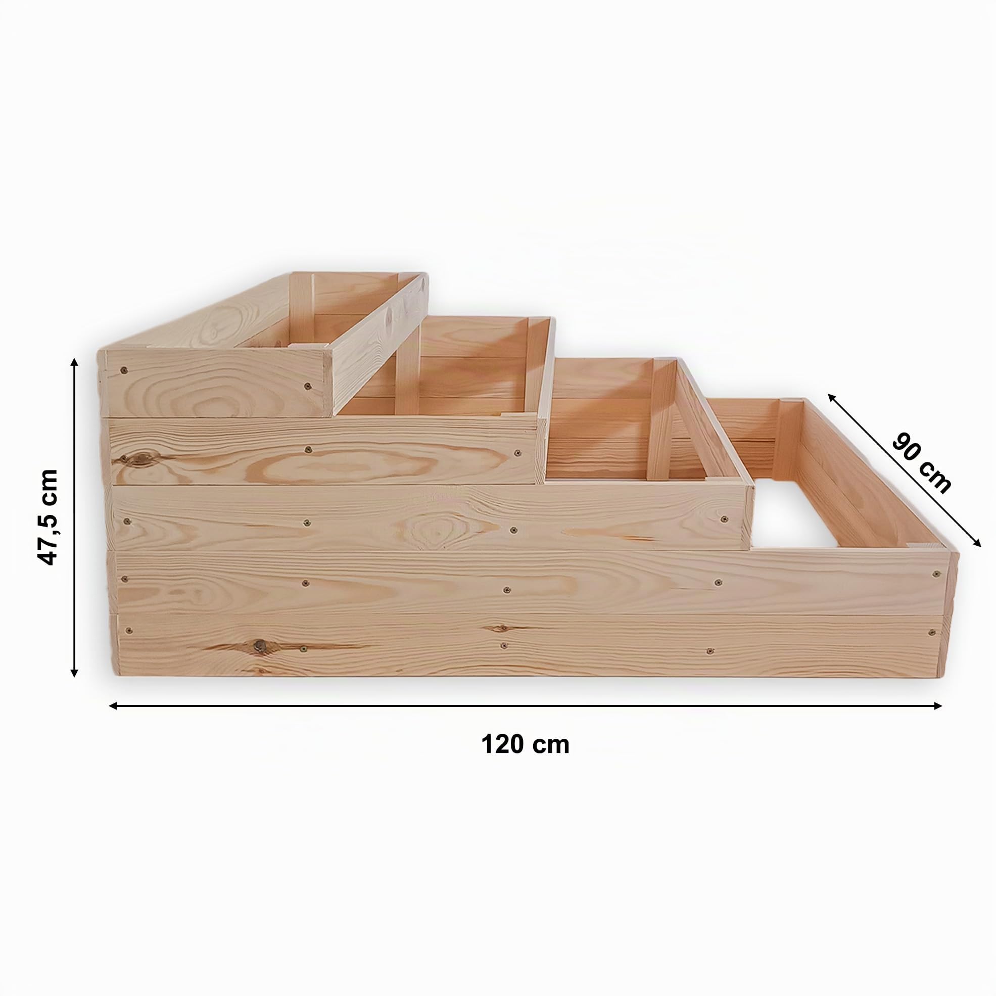 MG Design Potager surélevé en Bois 120 x 90 x 47,5 cm – Bac Potager 4 Niveaux pour légumes, Herbes et Fleurs, bac de Culture extérieur pour Jardin et terrasse