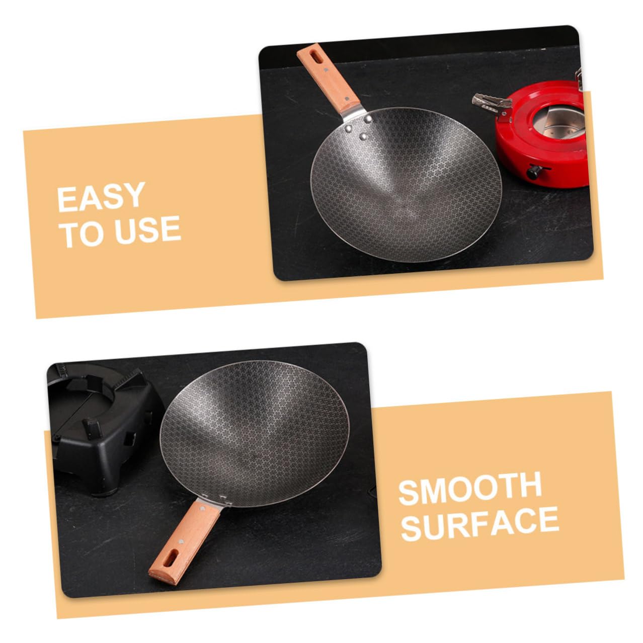 Wok in Ferro Piccola Padella Wok Giapponese Tradizionale Per Cucina Compatibile Fornelli Gas e Fiamme Libere Per Uso Domestico e Cottura Rapida