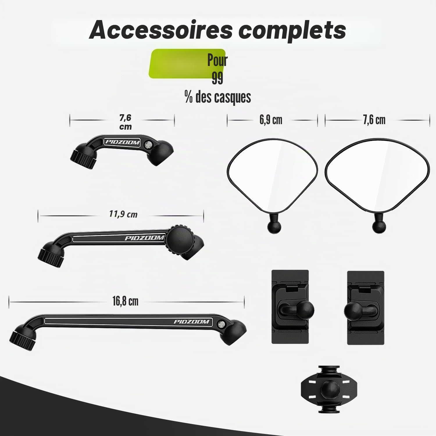 Rétroviseur pour casque de vélo - Réglable à 540° et rotatif - Pour accessoires de cyclisme - Facile à installer - Montage à gauche ou à droite