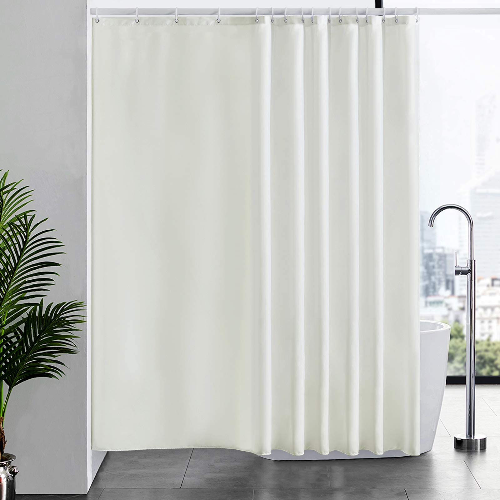 Cortinas Baño Blanca Antimoho Antibacteriano Impermeable Poliester Tela Lisa Lavable, con 12 Ganchos Plásticos, 180x200 Cortina. — view 16