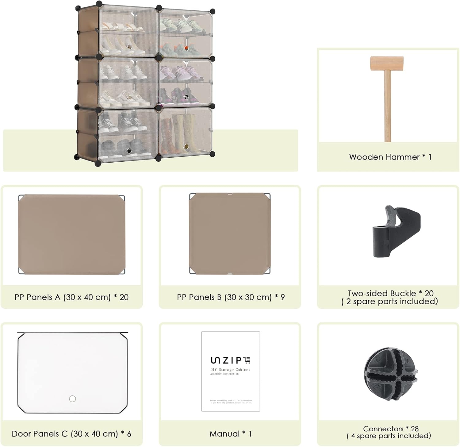 6 Tier Shoe Rack Storage Cabinet for Entryway 24 Pair Plastic DIY Freestanding Organizer Shelves for Closet Bedroom Hallway, Dark Coffee