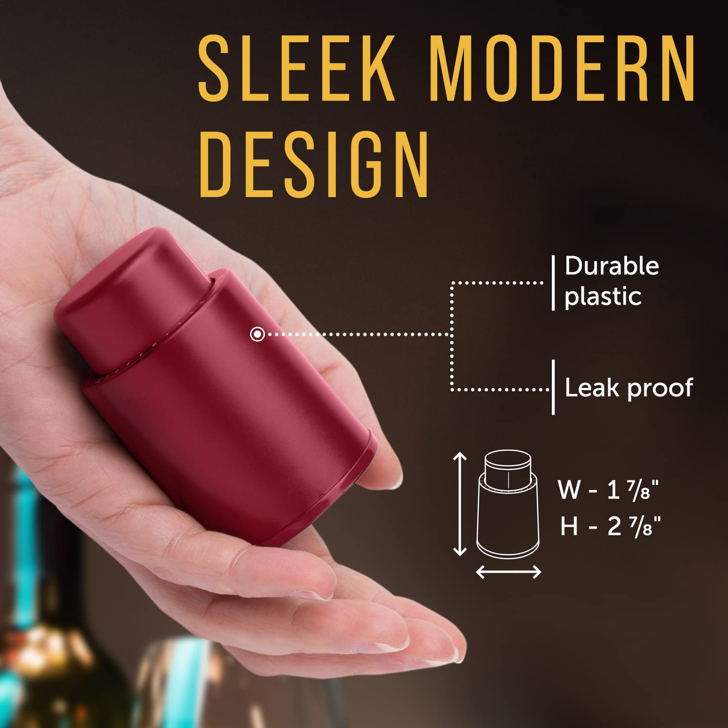 Tapón de vino al vacío, a prueba de fugas, ahorra vino para otro día, sellado al vacío para mayor frescura, gran regalo para los amantes del vino (plástico rojo, 4)