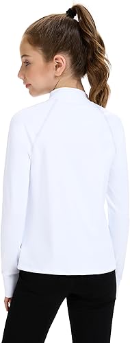 Miniatura 3 de HASMES Camisa de manga larga para niñas, camiseta atlética de cuello alto, ropa deportiva, yoga, para adolescentes (edad 7-14)