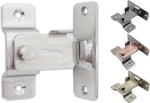 Miniatura 3 de Pestillo deslizante para puerta abatible, cierre de acero inoxidable de 90 grados, cerradura de puerta corredera de seguridad, puerta curvada en