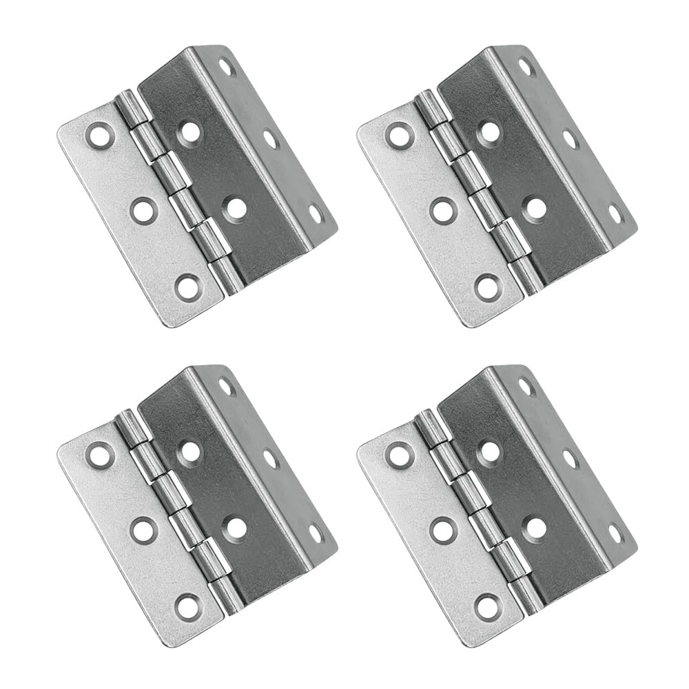 Leliafleury 4Pcs Three Fold Hinges 51x15x1MM Folding Cabinet Hinges 8-Hole Cranked Hinge for Windows Cabinets Boxes, Silver
