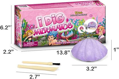 Miniatura 4 de Juego de 12 descubrimientos de sirena para niños, emocionante aventura de excavación de conchas marinas, colección educativa de princesa de vida