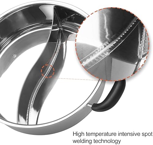 Miniatura 3 de Shabu - Olla caliente de acero inoxidable, olla china de inducción Shabu con divisor para cocina de cocina, estufa de gas
