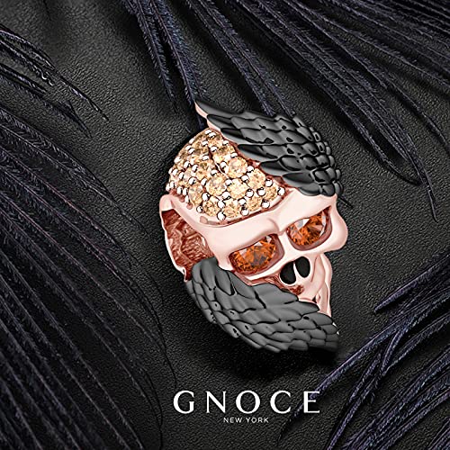 Gnoce "Skull With Angel Wings Charm Bead 925 Sterling Silver Rose Gold Plated Black Wings Skull Charms Pendant Fit All Major Brands Of Bracelet/Necklace #TOP1