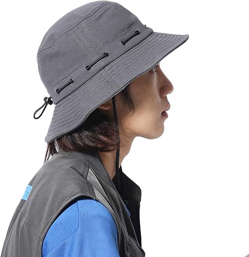 UPF 50+ Boonie - Sombrero de algodón de ala ancha para senderismo, protección solar, safari, playa, sombreros con correa para la barbilla