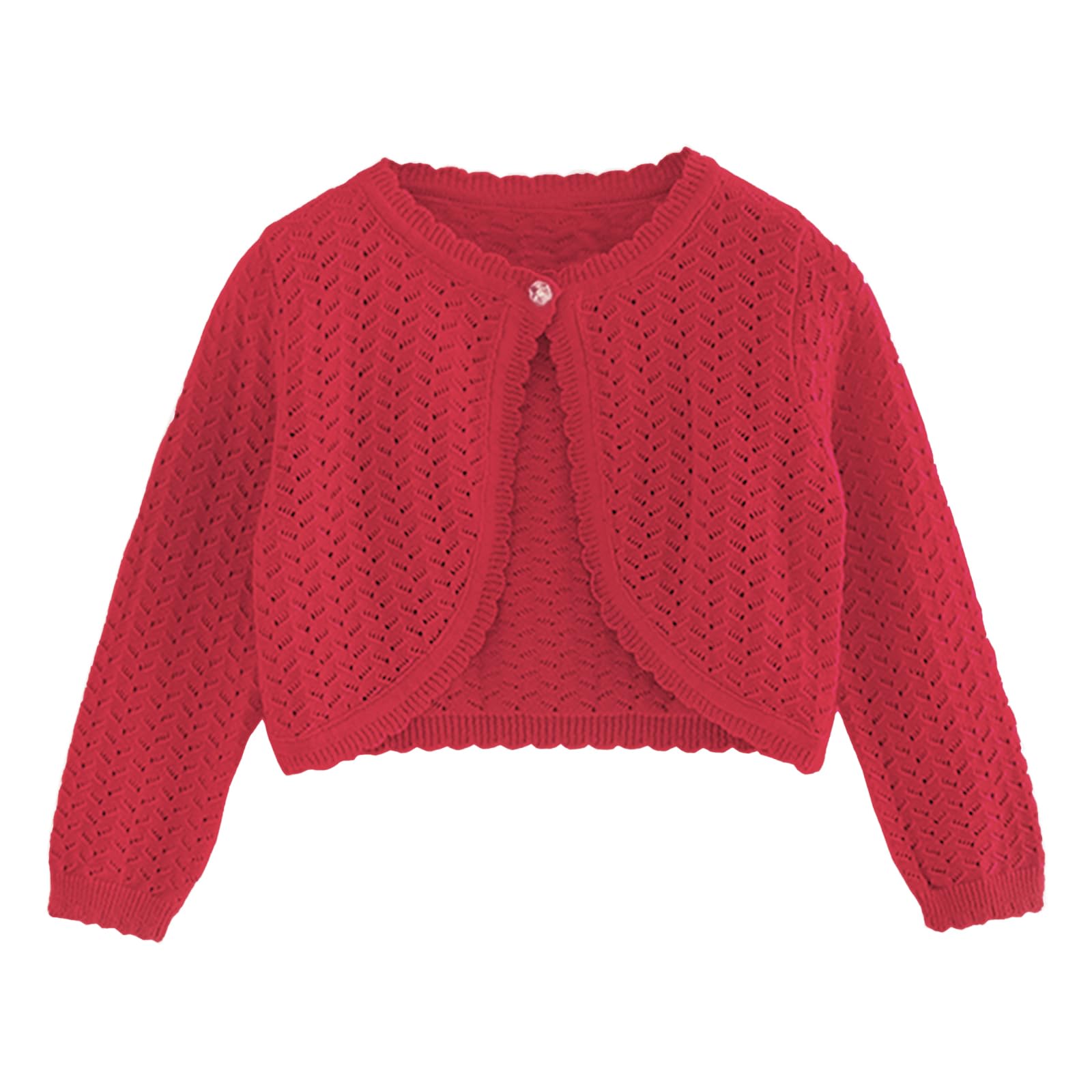 Toddler Girls Cardigan Sweater Bolero Shrug Baby Kids Long Sleeve Cropped Dress Up Button Closure Jacket Tops