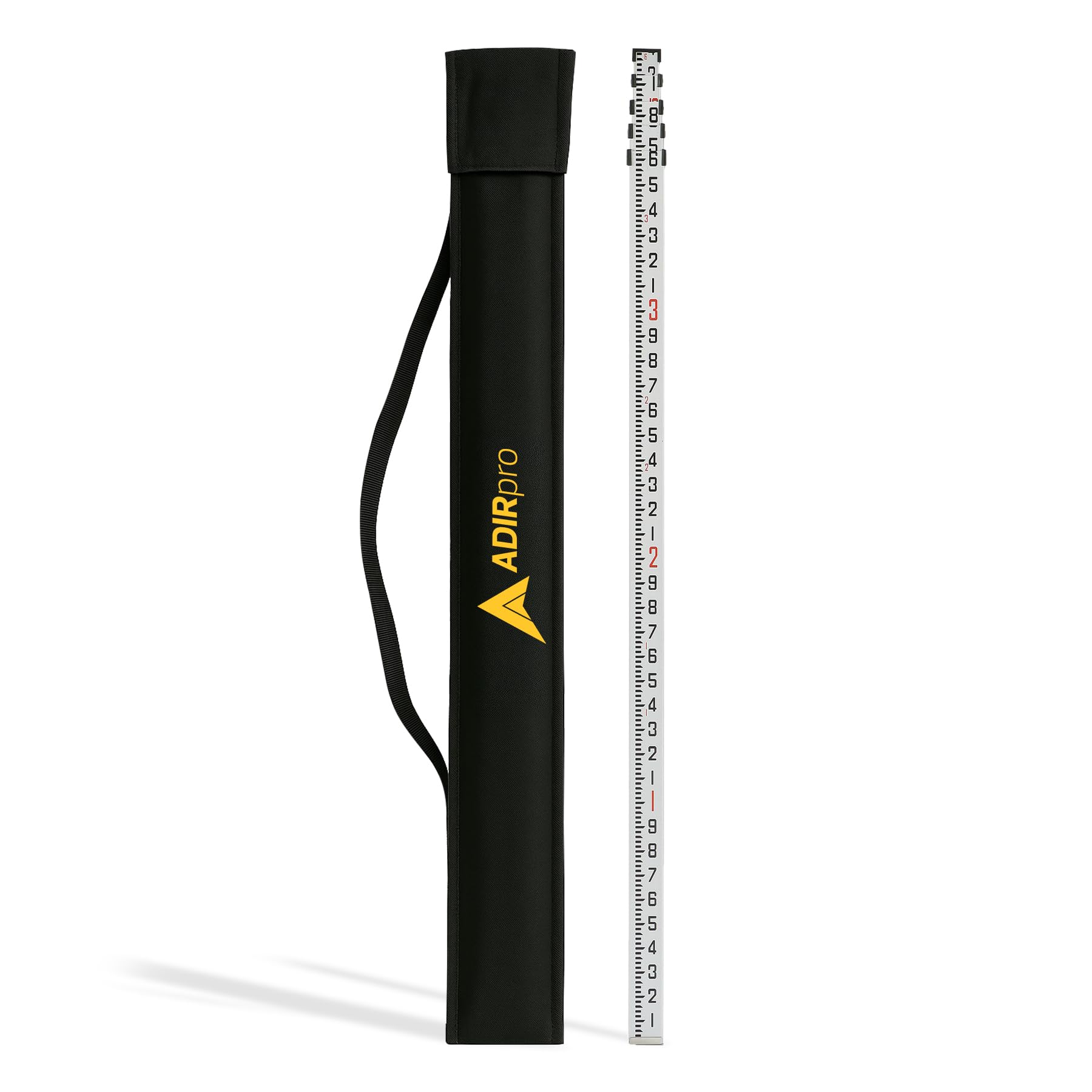 AdirPro 710-11 14-Foot Aluminum Grade Rod - 10ths, 4 Section Telescopic with Carrying Case