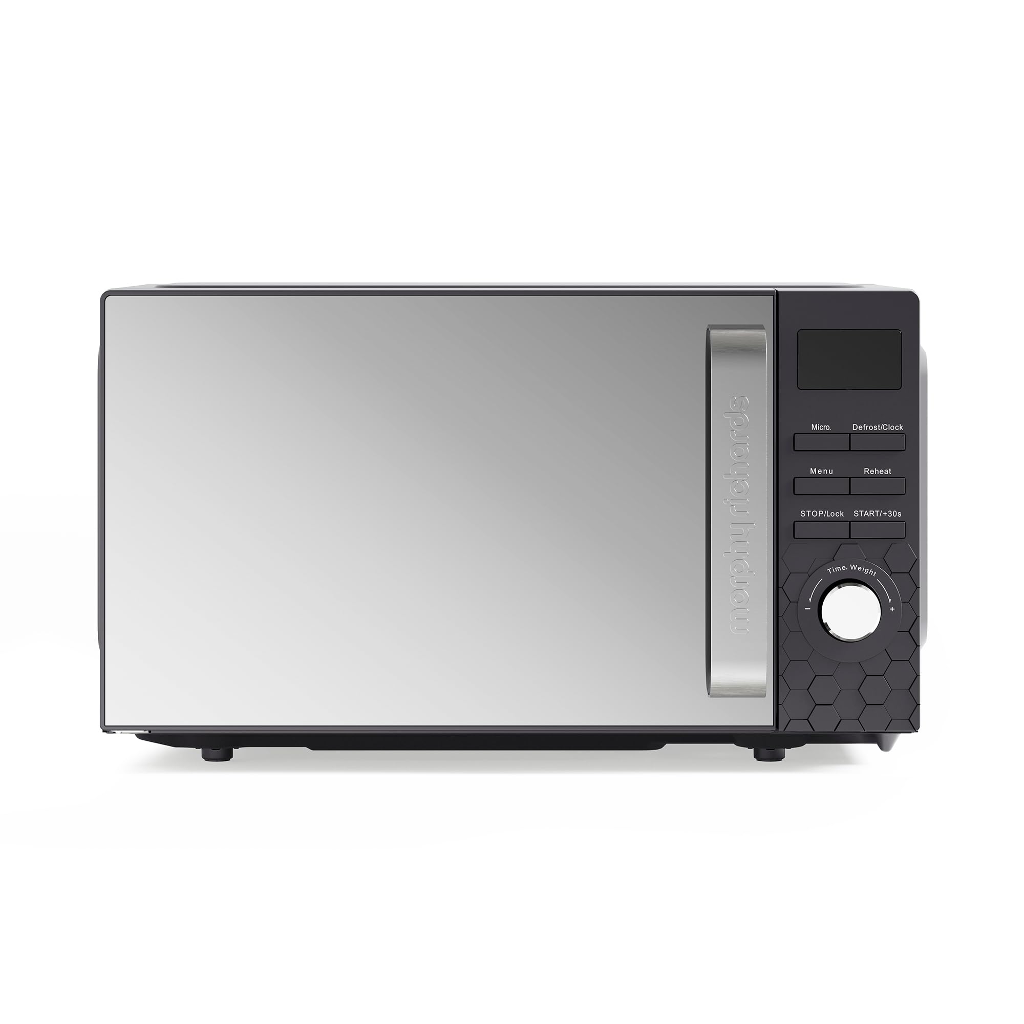 Morphy Richards Cassini Digital Glass Microwave, 20L Capacity, Stainless Steel Inner Cavity, 6 Power Levels, Defrost, 95 Minute Timer, 24.5cm Glass Turntable, Easy Clean, 800W, Moonless Night, 511420