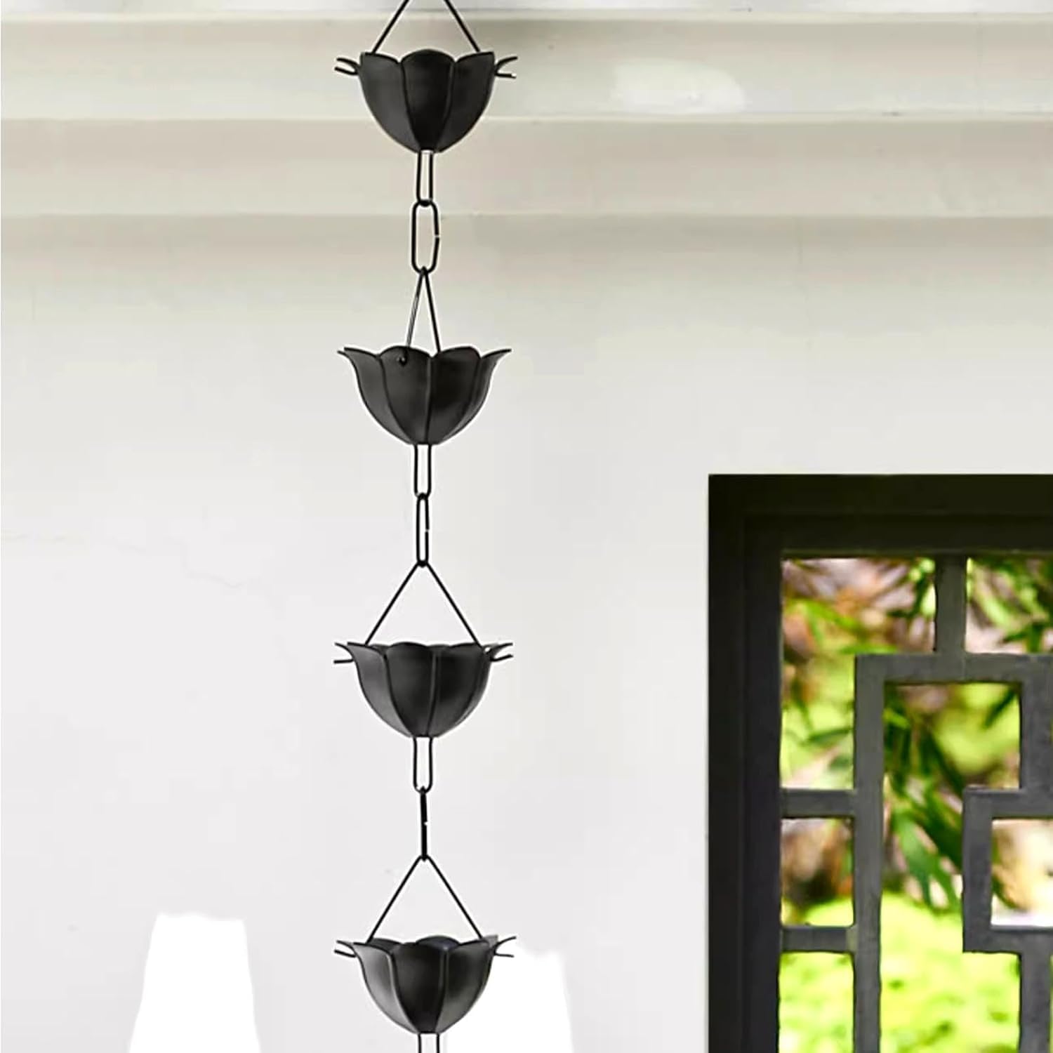 Regenkette, Regenrinnenkette for die Entwässerung von Traufen im Außenbereich, Regenketten for Dachfallrohre mit Einstellbarer Länge(200cm (6.5ft))