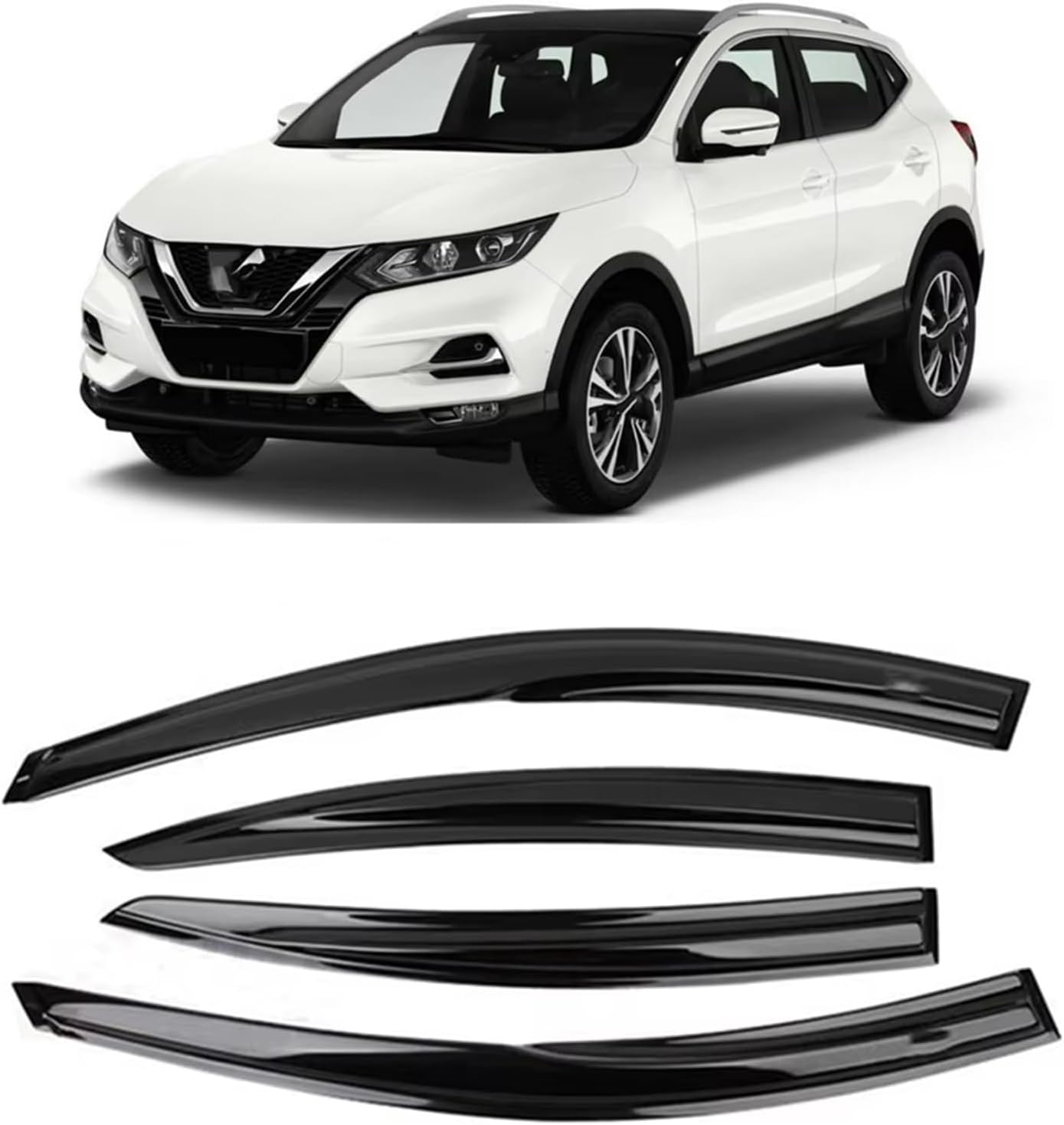 nwsplmy Wind Deflectors for Nissan Qashqai 2015-2021, Rain Guards Window Visors, 4-Piece, Protects Against Fading & Cracks
