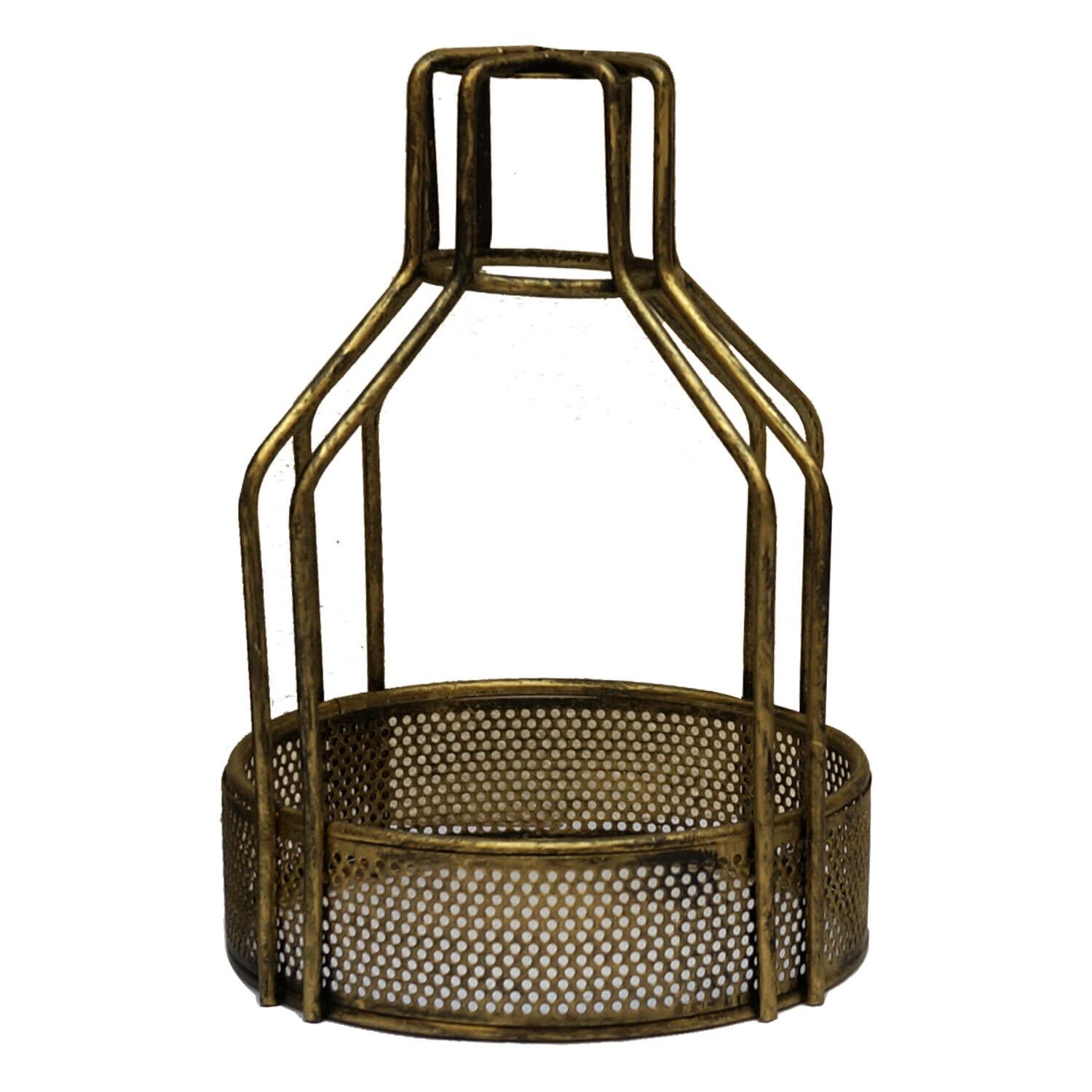Brushed Brass 24cmHx14cmW Industrial Metal Bird cage lampshade Pendant Light Shade Easy Fit Ceiling Light Lamp Cover for Kitchen Dining Room Living Room Bedroom Hallway