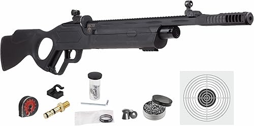 Hatsan Vectis - Rifle de aire con paquete de pellets y 100 objetivos de papel (negro Syn Stock)