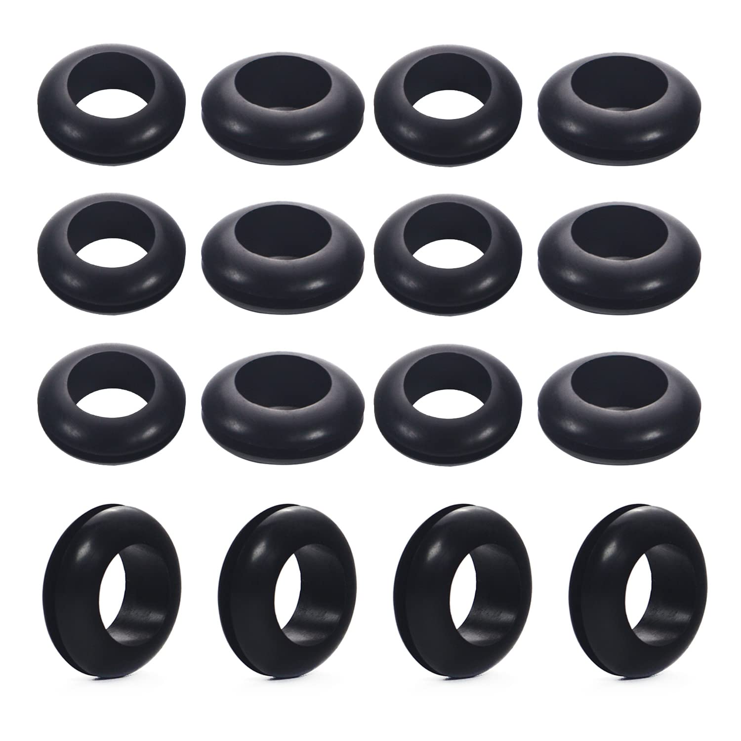 Aicosineg 100Pcs Rubber Grommets Wire Protector Oil Resistant Armature Rubber Grommet 14mm Inner Dia Oil Resistant Armature Rubber Grommets for Wiring Cable Black