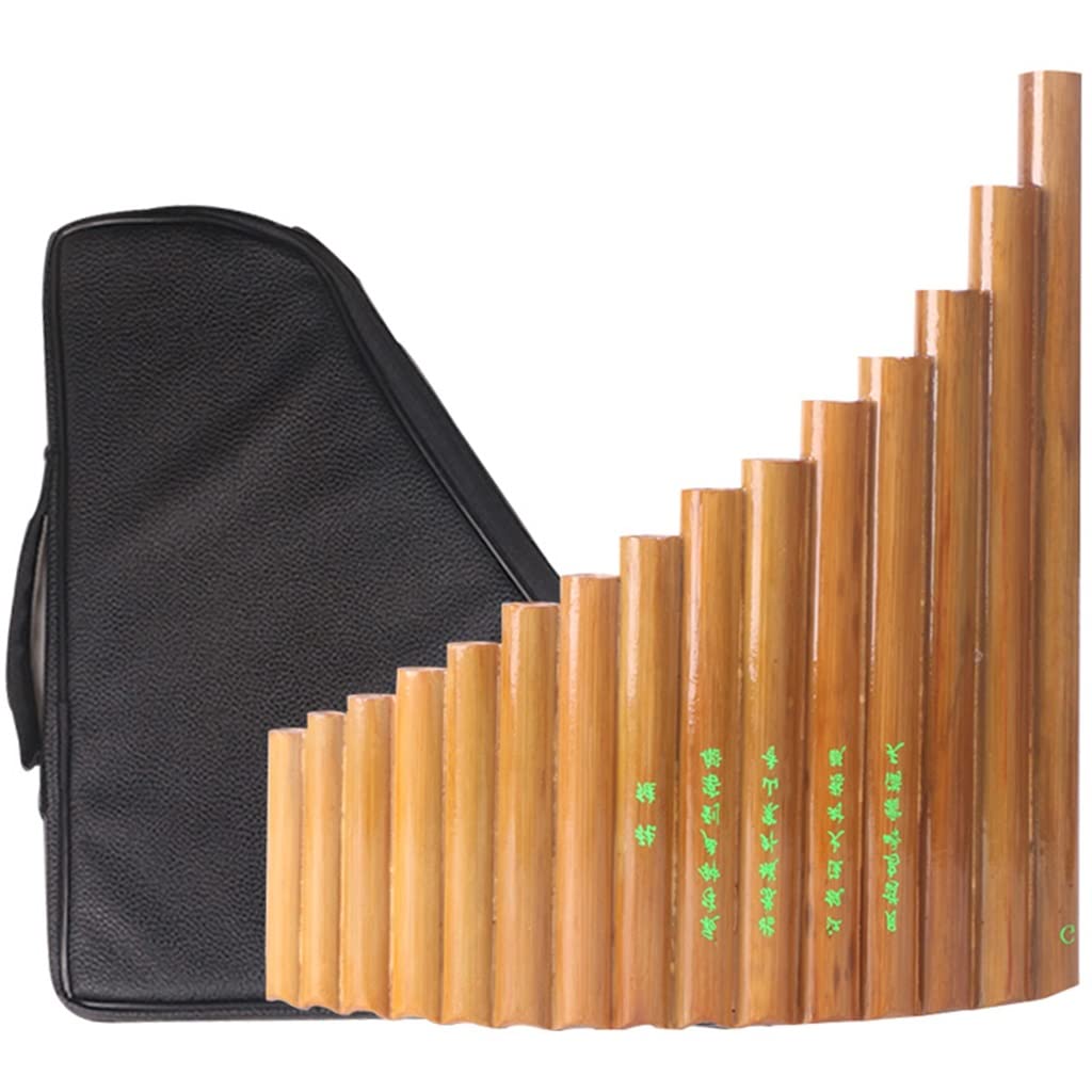Flauto di Pan Professionale Flauto di Pan A Canne 15-22 per Esecuzioni Professionali, Pan Flute Dritto di bambù Amaro, Strumento Musicale Tradizionale Cinese (Color : 15 Tubes, Size : G Key)