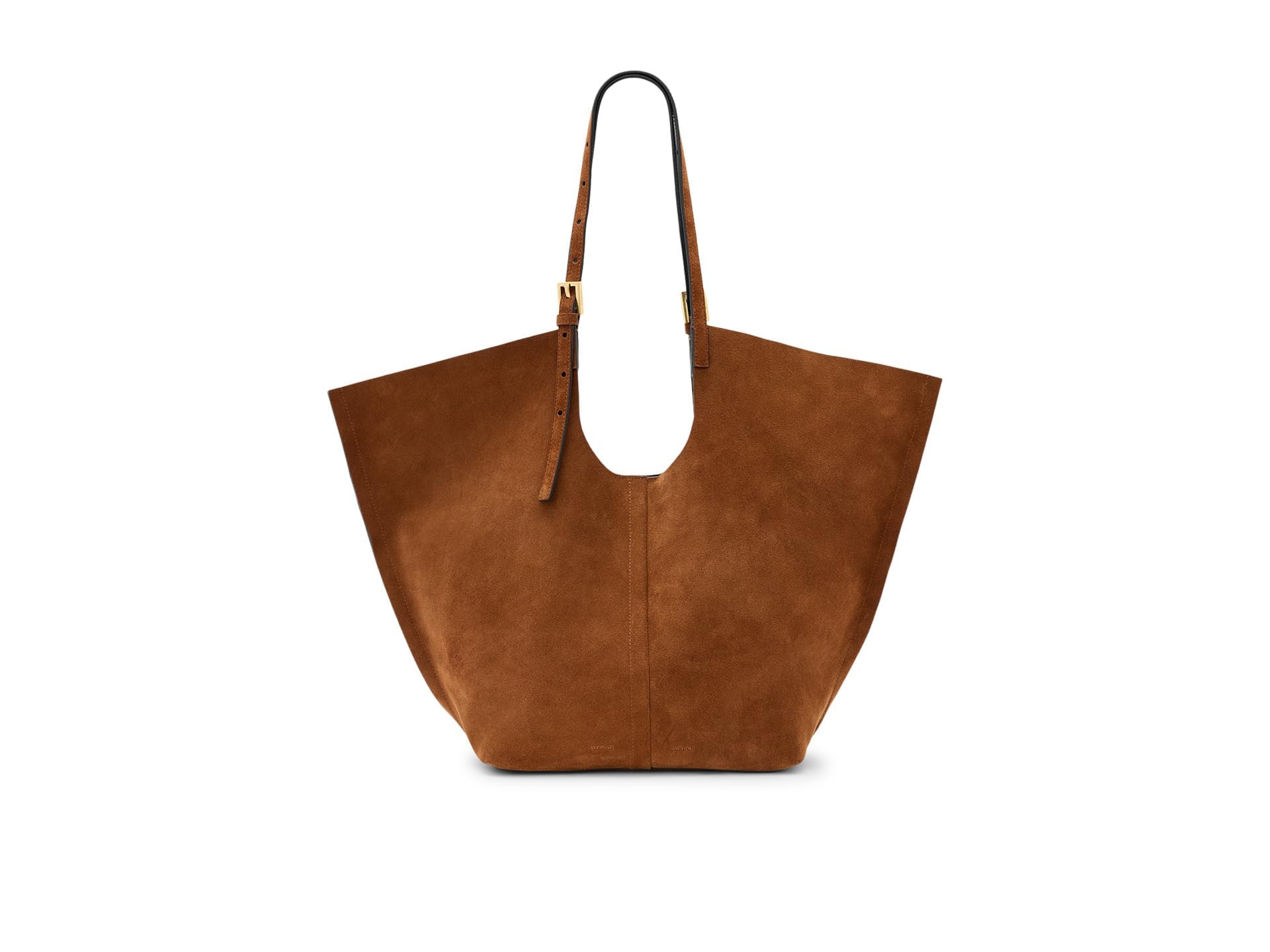 AllSaints Women's Handbag Ara Suede E/W Tote Cognac Brown