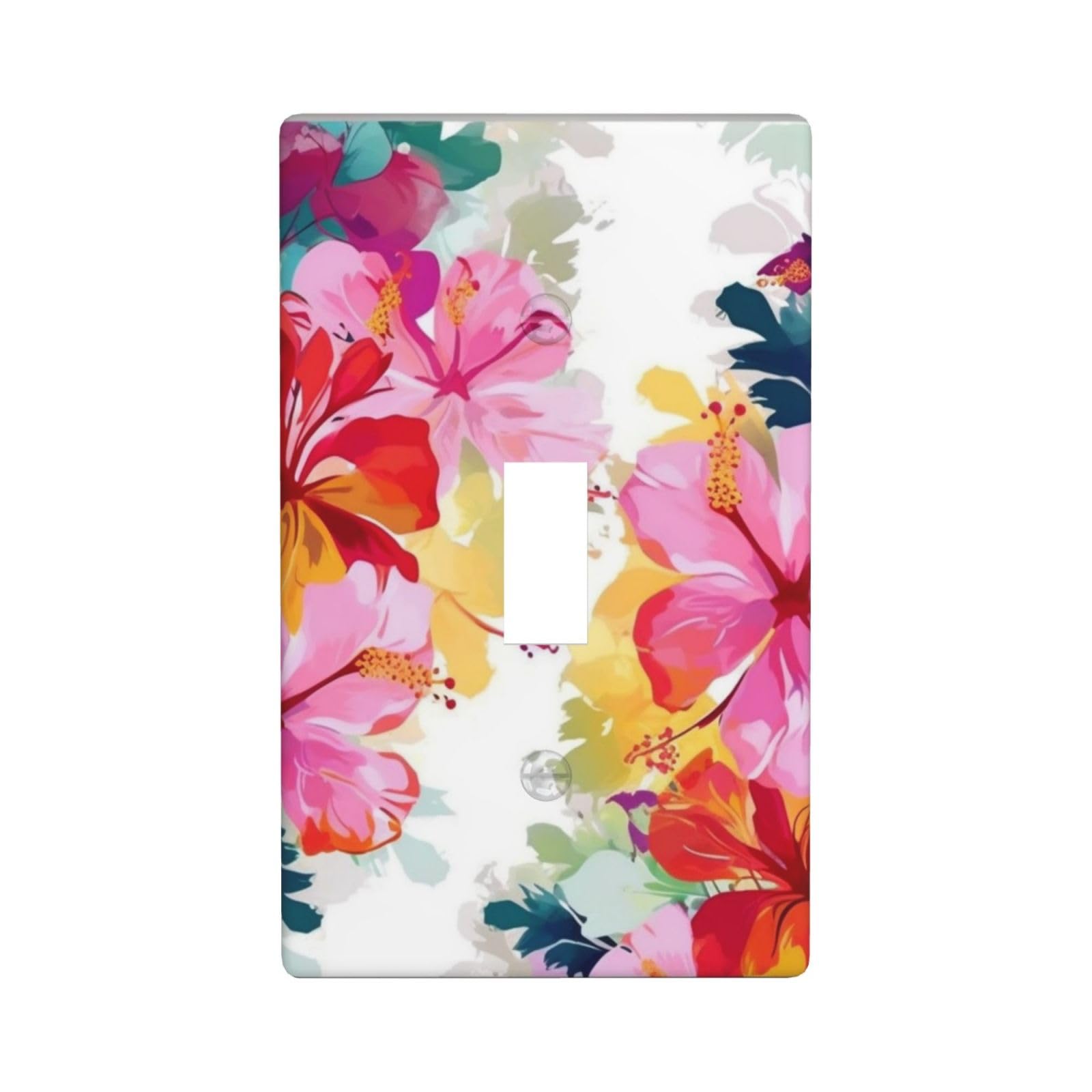 Decorator Wall Plate Cover Single Toggle Light Switch Cover Hawaiian flower print Wallplates Blank Electrical Rocker Switch Plate Covers for Electrical Outlets Decorative 1 Gang 4.5" x 2.76"