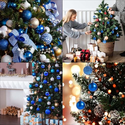 Image of fizzytech Shatterproof Christmas Balls Ornaments Pack of 12 Blue Hanging Balls Size 6cm Perfect Xmas Tree Decorations (6cm Blue 12 Pc)