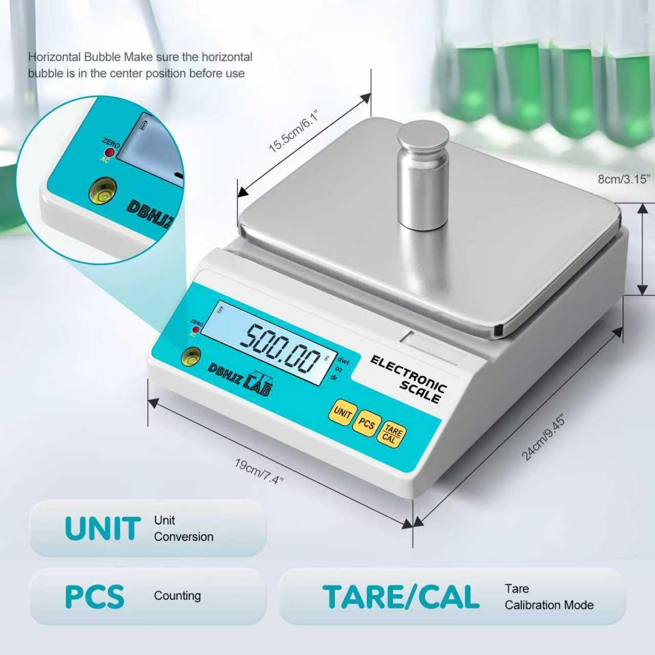 Báscula de laboratorio de 5000 g/0,01 g, báscula analítica electrónica de alta precisión, báscula científica de laboratorio con peso de calibración, doble fuente de alimentación, báscula de joyería