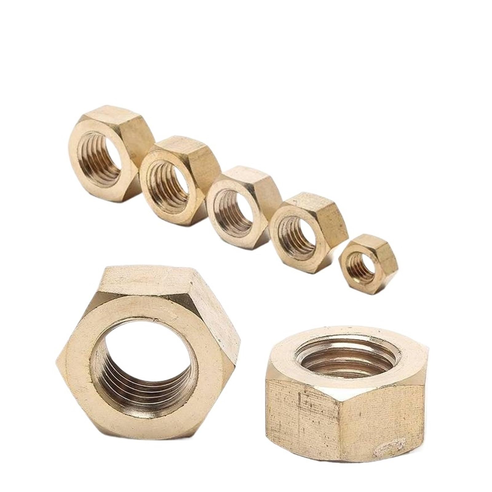 Nakrętki sześciokątne, Nakrętka sześciokątna z litego mosiądzu DIN934 Gwint metryczny M1.4-M24 1-100 szt(M24 (1PCS))