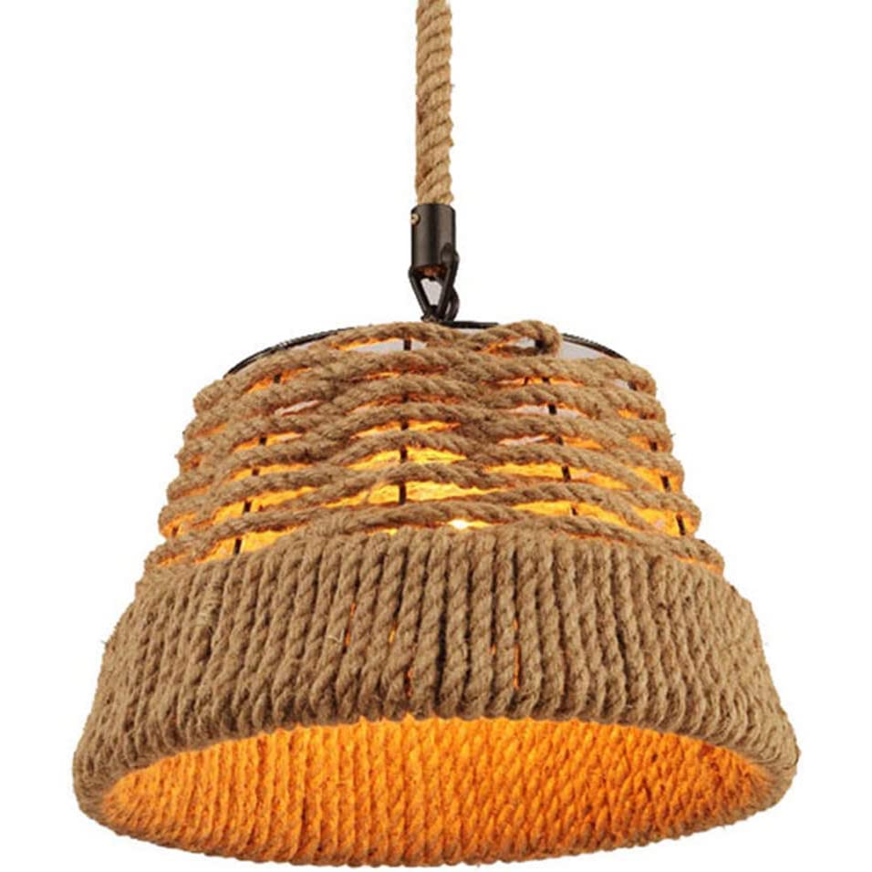 Lustre corde de chanvre retro 38cm pour eclairage de restaurant style loft industriel