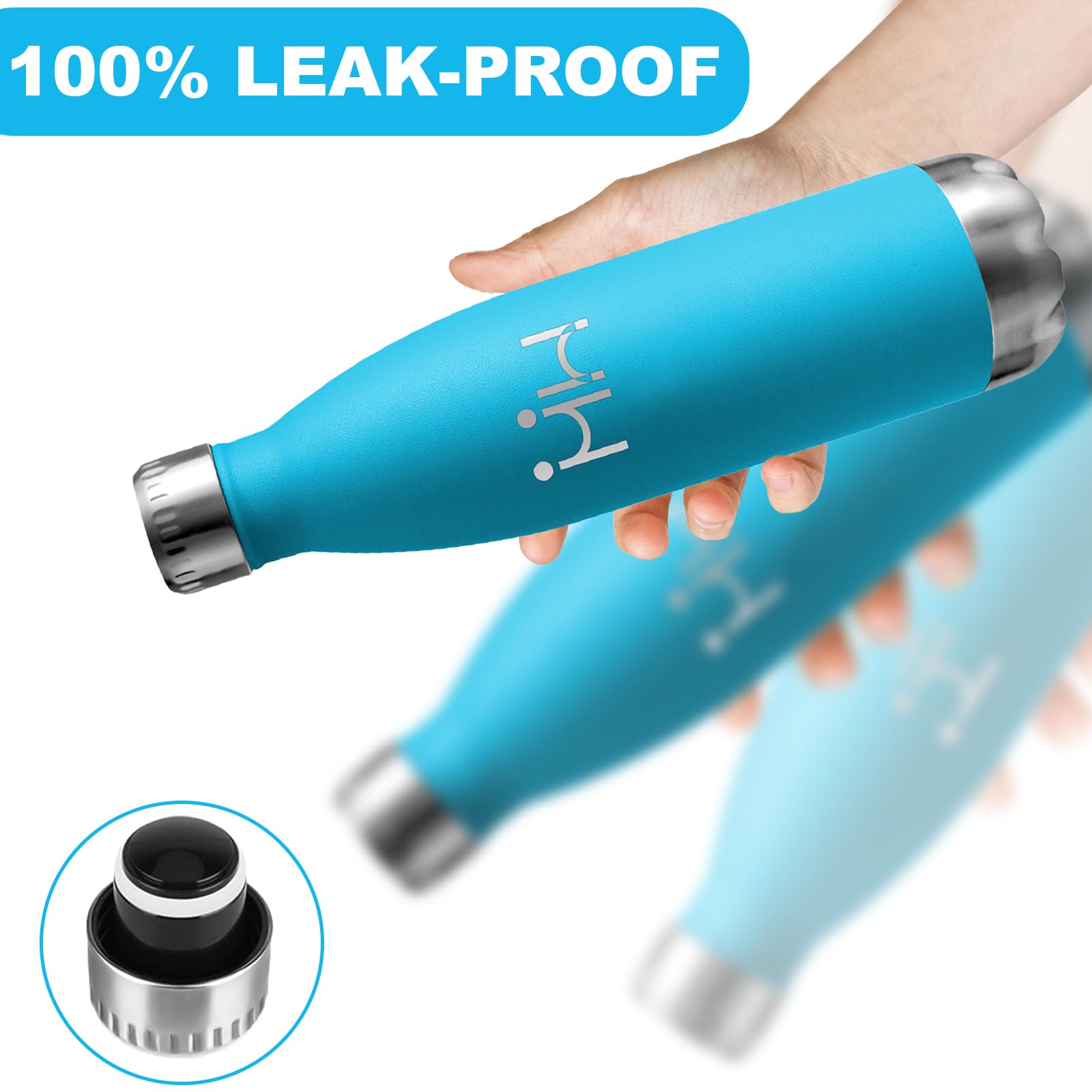 Borraccia Termica, 500 ml Borraccia Acciaio Inox, Borracce Termiche, Senza BPA, Borraccia Scuola, Senza Perdite, Borraccia Piccola, Acciaio Inossidabile 18/8, Borracce per Scuole, Viaggio, Campeggio