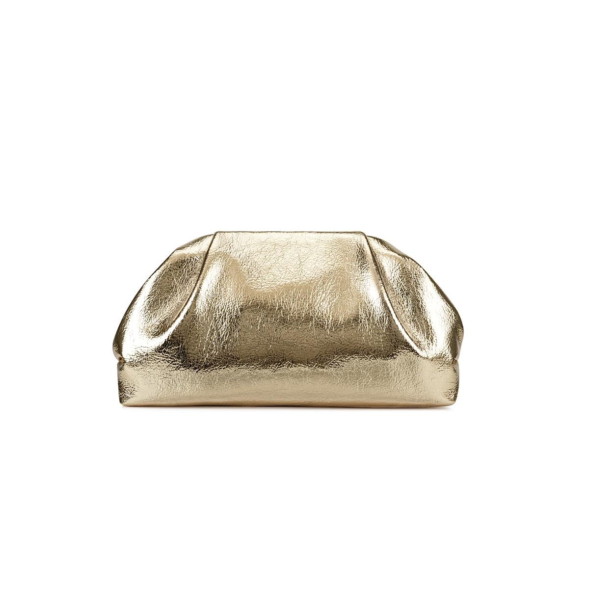 Elegant Evening Purse Cloud Pouch Bag for Women, Metallic Leather Ruched Clutch Dumpling Handbag for Wedding Party