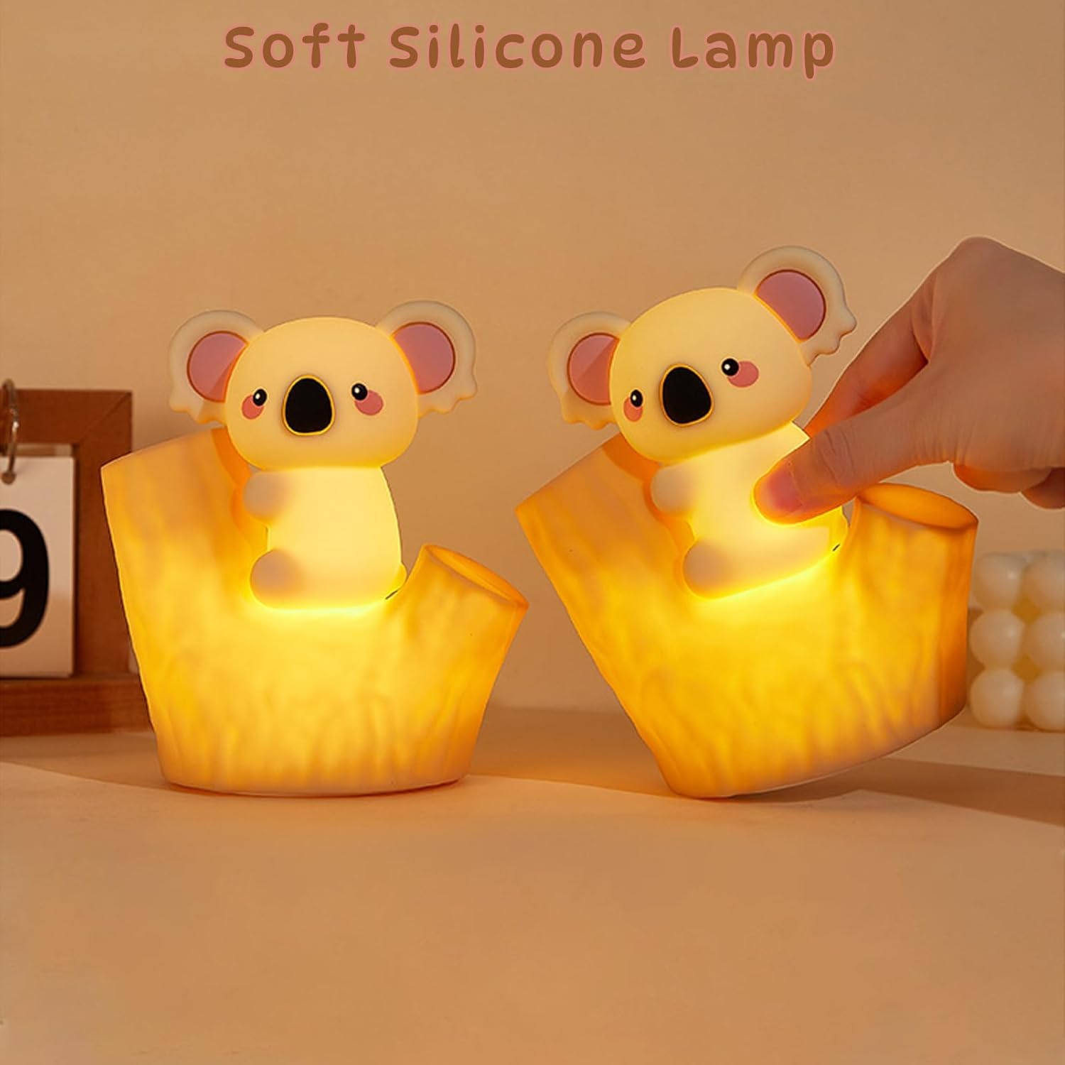 Veilleuse LED Koala avec 7 couleurs et 3 niveaux de luminosité Veilleuse silicone pour bébé Lampe tactile Animaux Rechargeable par USB et fonction minuterie Lampe de chevet kawaii chambre d'enfant