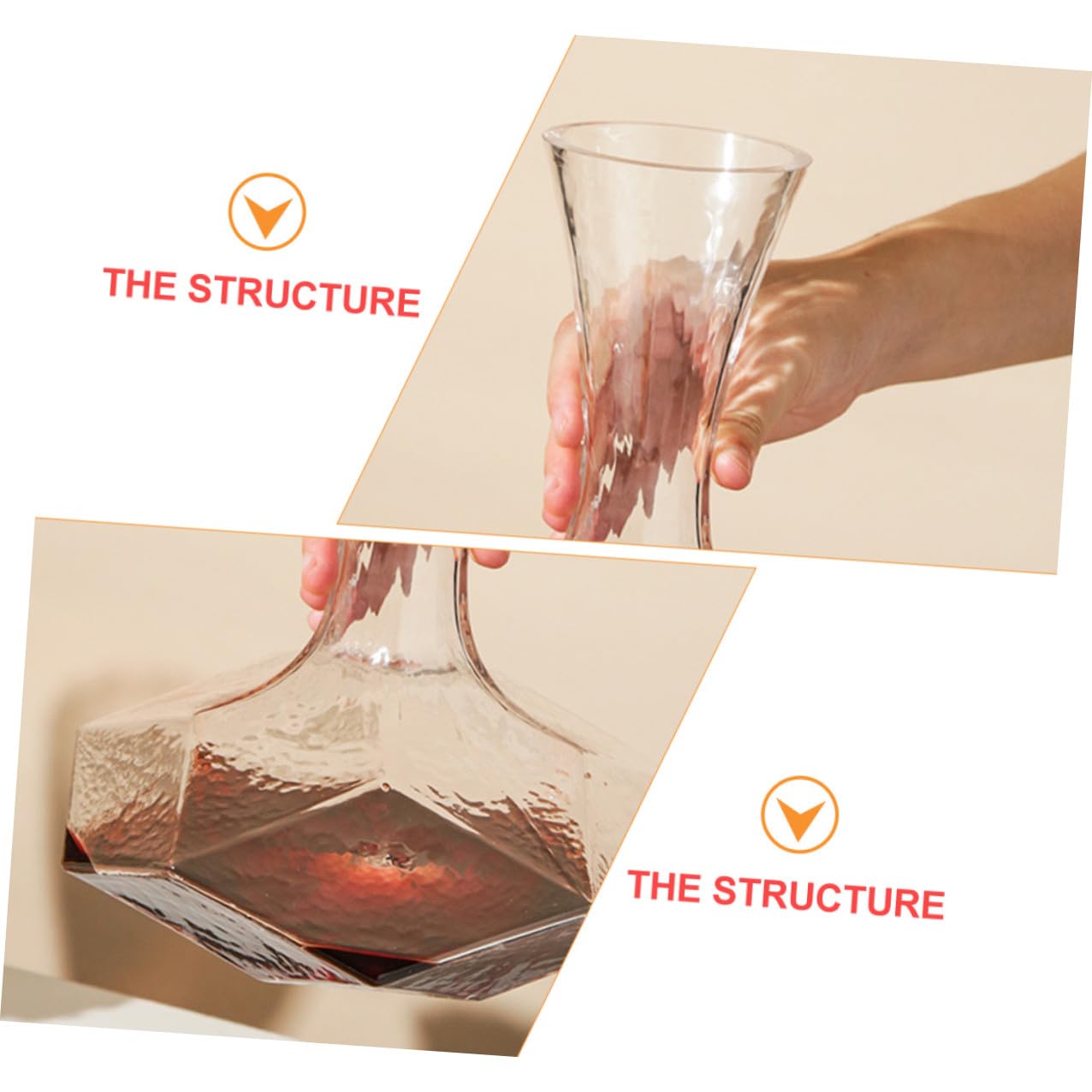Decanter Vino Geometrico in Vetro Trasparente Design Creativo Elegante e Maneggevole per Casa Ristorante e Bar Facile da Pulire Contenitore Multiuso per Vino Vodka e Whiskey Idea