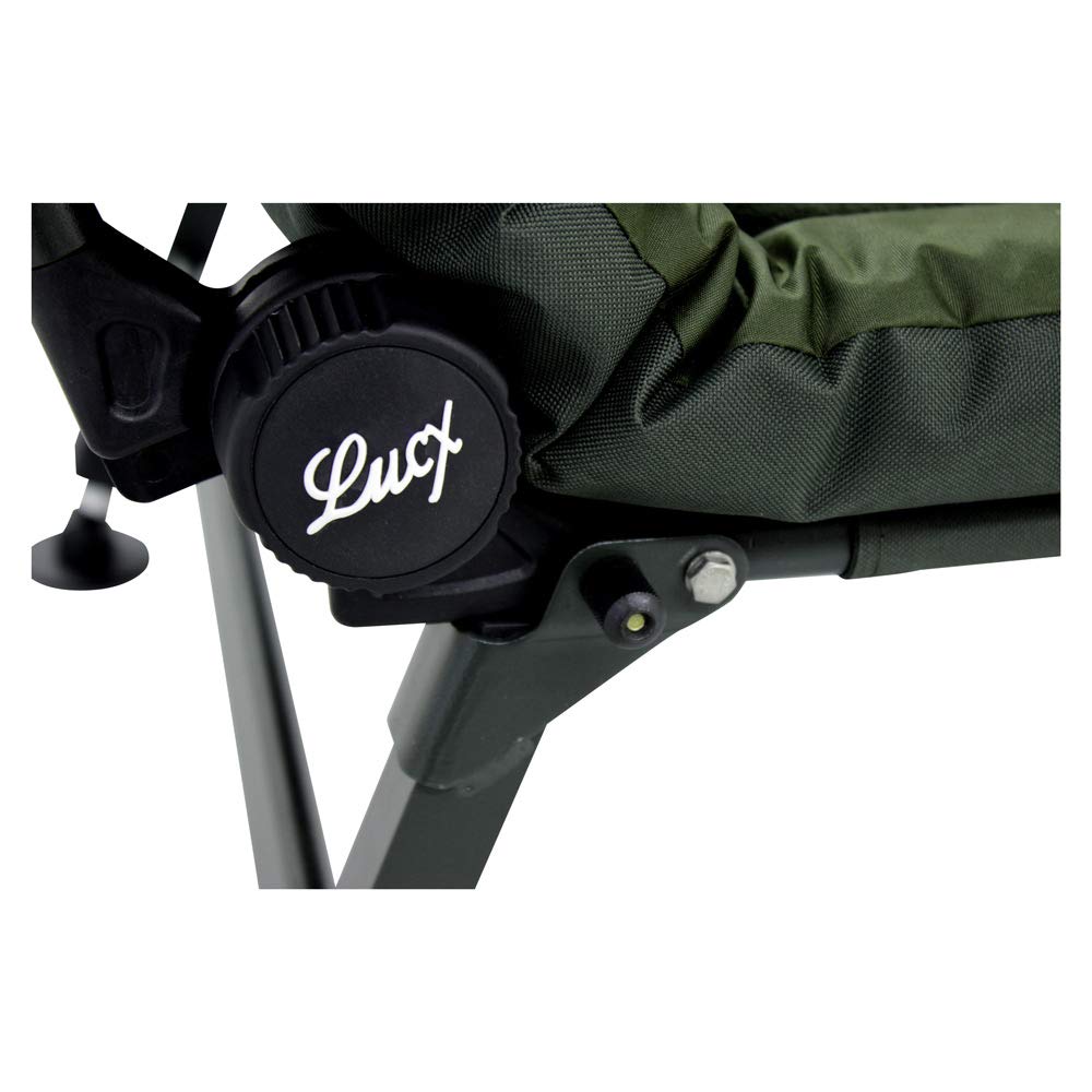 Lucx Angelstuhl 'EL Presidente' - luxuriöser Karpfenstuhl mit Memoryschaum, Thermobezug & Verstellbarer Rückenlehne - Stabiler Carp Chair mit Armlehnen & Schlammfüßen
