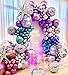 Metallic Balloon garland kit 135Pcs Disco Party decorations with Chrome Blue Red Purple Silver Disco ball balloons for 80s 90s Themed Birthday graduation Party Decorations