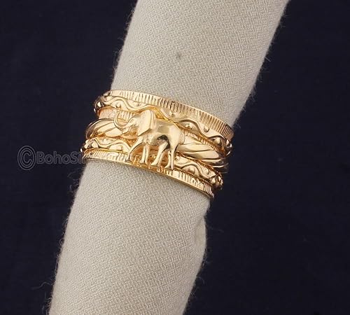 Miniatura 3 de Elephant Spinner Ring, Fidget Ring Women, Handmade Spinner Ring, 925 Silver Jewelry, Dainty Band Ring, Narrow Gold Rings, Spinner Band Ring, Unique