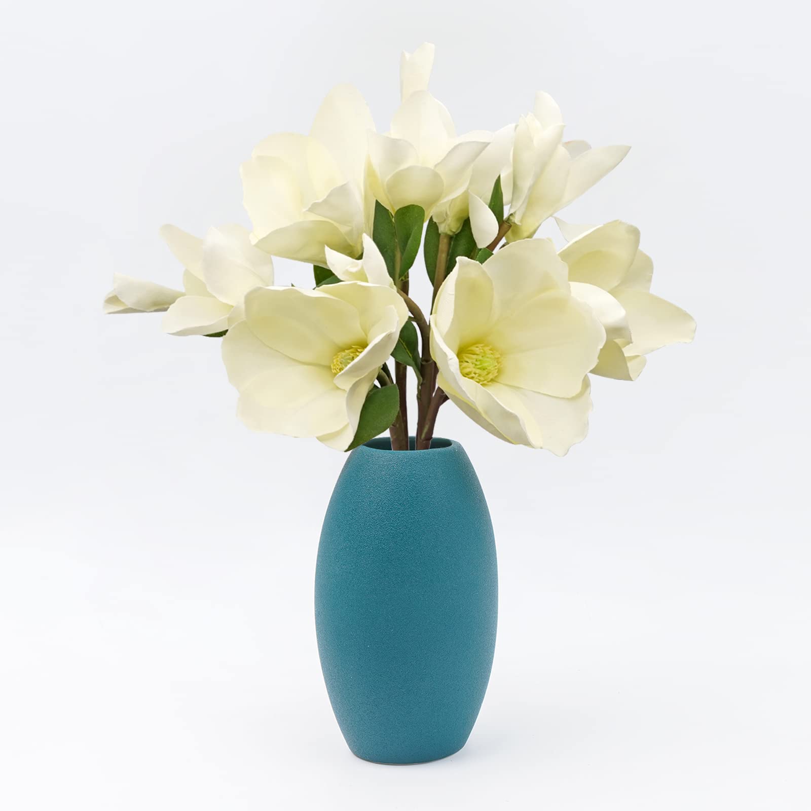 Amazon｜LSME 造花 マグノリア花ブーケ 長い茎 緑の葉 結婚式