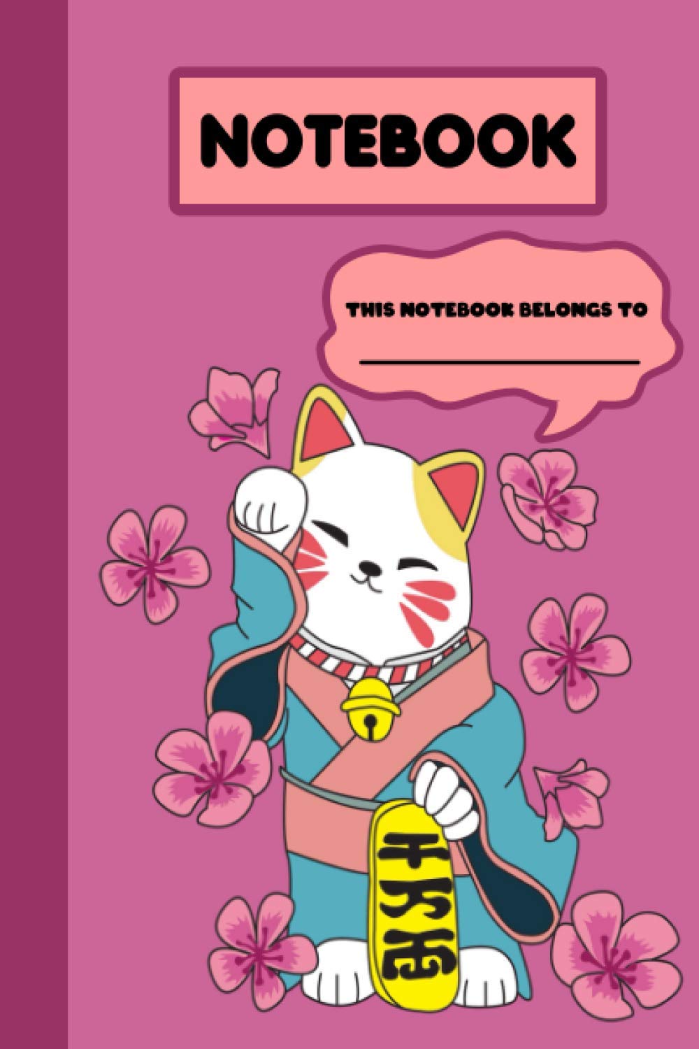 Maneki Neko Notebook: Funny Kawaii Maneki Neko Lucky Cat Ruled Paper Notebook Journal for Girls, Cute Lined Workbook for Writing Notes and Exercise