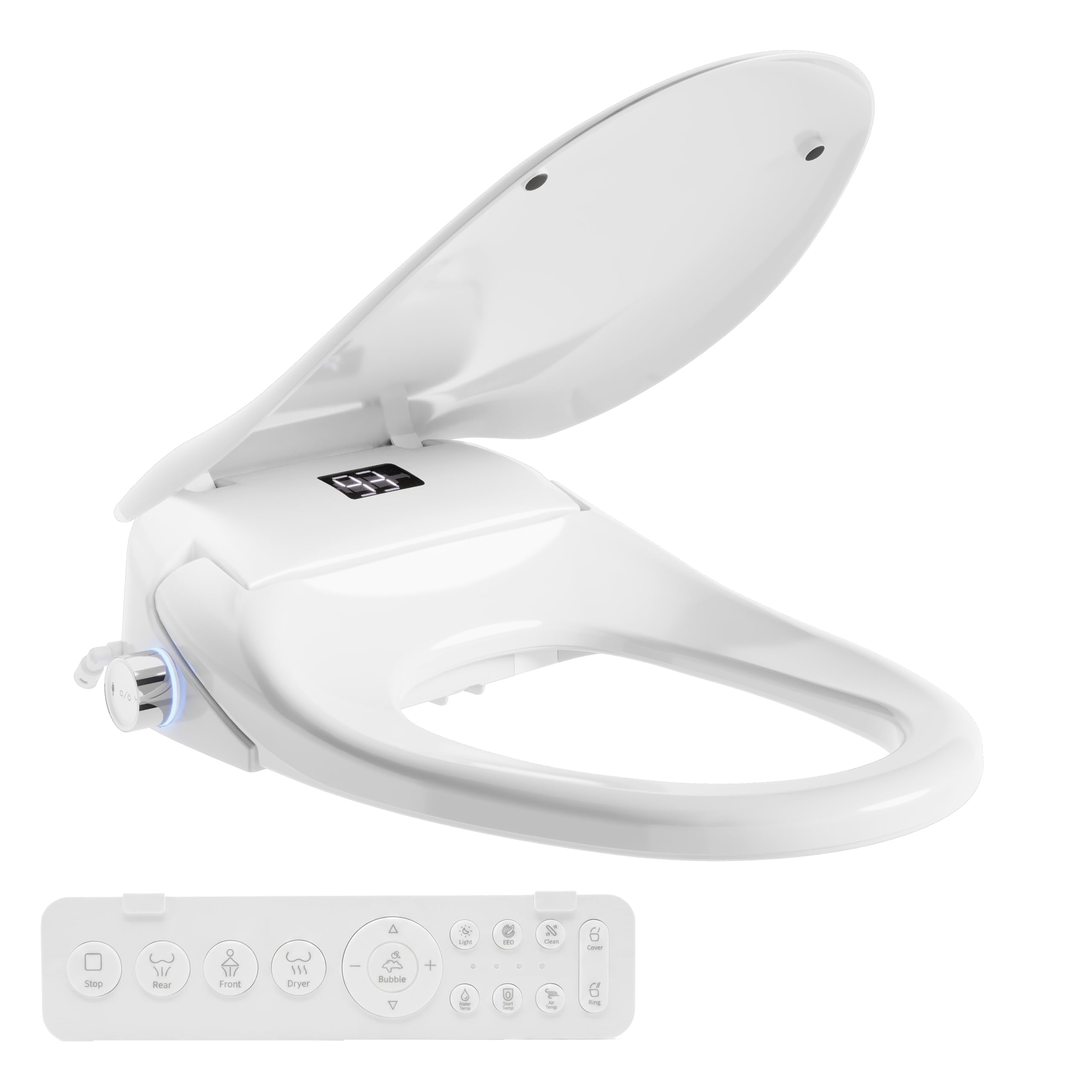 TOTTE Bidet Toilet Seat Elongated, Bubble Foam Shield, Electric Bidet with Heated Water &amp; Remote – Heated Bidet Seat with Auto Open/Close, Instant Warm Wash &amp; Dry, LED Nightlight for Family