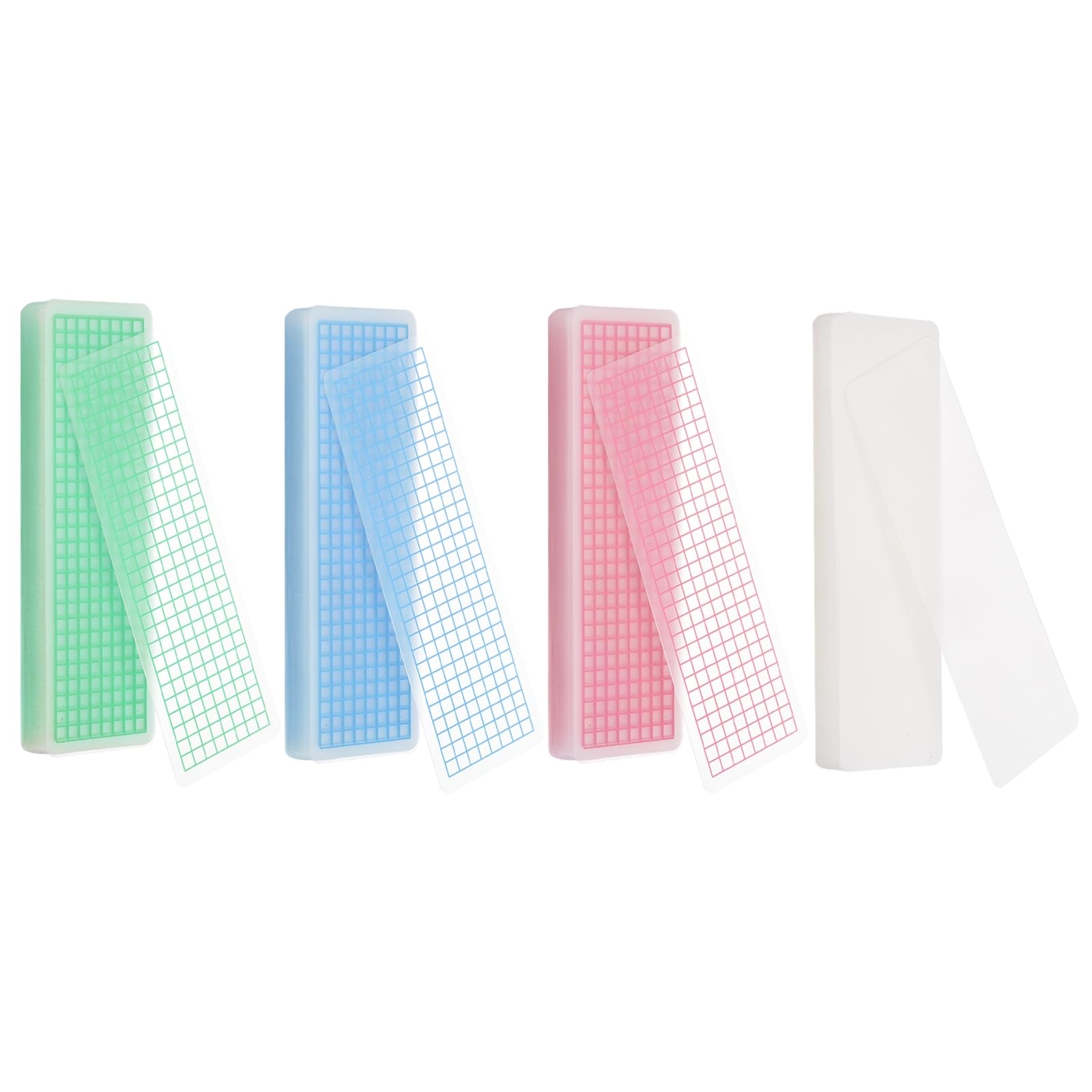 PATIKIL 80Pcs Washi Tape Cards, 5.9 x 2 Inch Washi Tape Boards Storage Organizer PVC Sample Board with Arc Corner for Scrapbooking Journal Home Supplies DIY Crafts, Pink/Blue/Green/Blank