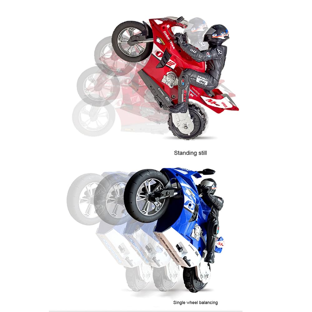 Goolsky Motocicletta acrobatica telecomandata Motocicletta acrobatica autobilanciante 1/6 Motocicletta telecomandata 2.4G Gira sul Posto/Bilanciamento autostabilizzante/Drift a 360° 3 batterie