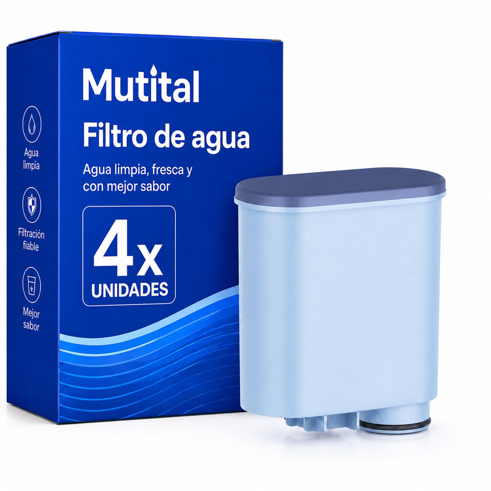 Mutital Pack de 4 filtros de agua para cafetera compatible con Philips AquaClean, filtro para cafetera espresso 3200, apto para cafeteras automáticas, filtro antical específico (CA6903)