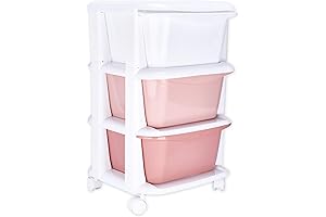 G-Rack Rolling Storage Cart with Drawers in Pink for Clothes Organization