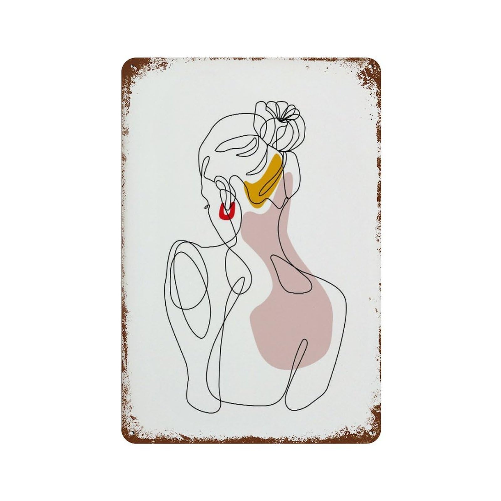 xiaoxiaoshen Woman Line Neutral Feminine Minimalist Decor Wall Decor Art Metal Tin Poster Modern Home Decor Art Home Bar Shop Decorations Vintage Sign 30x20cm